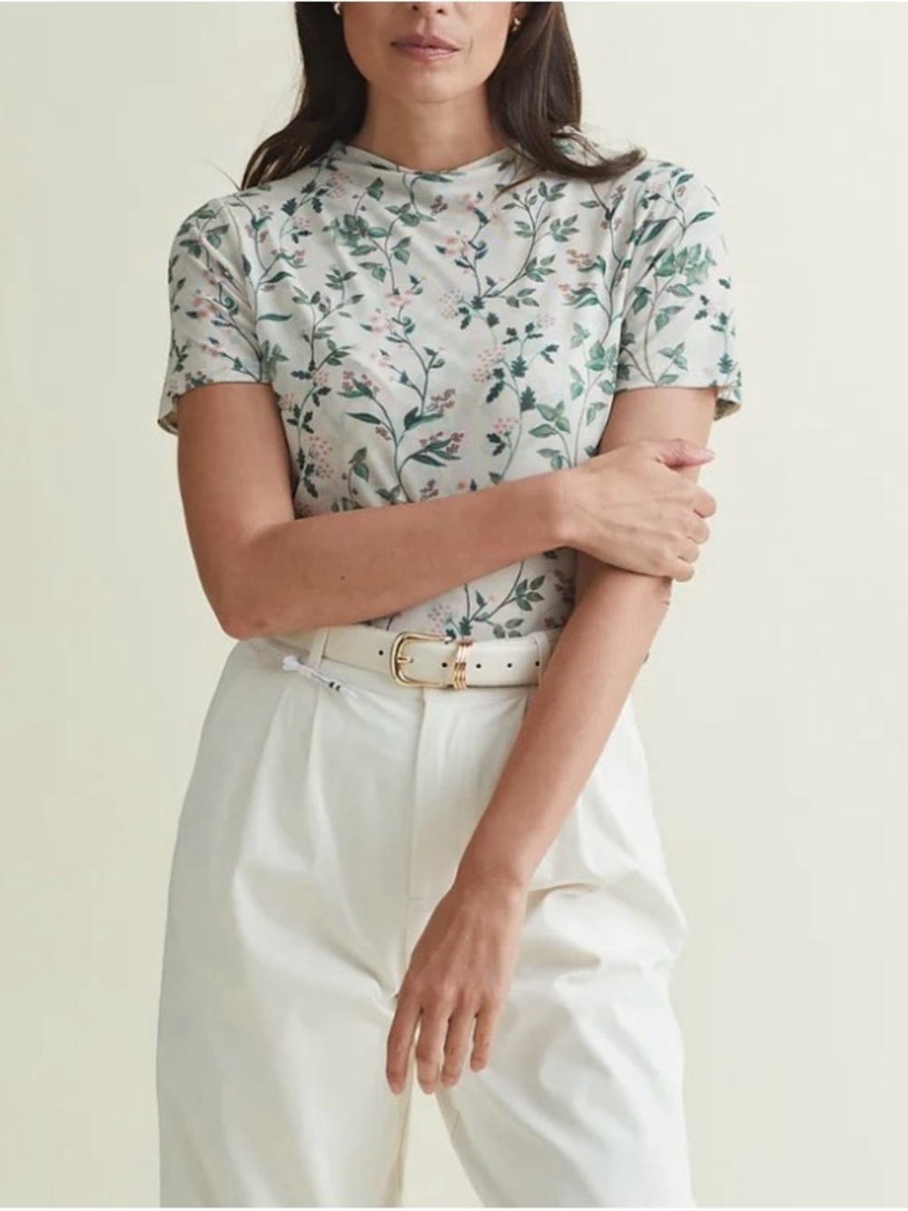 A. Putnam Luxe Opaque Garden Print Golf Resort Short Sleeve Top XS